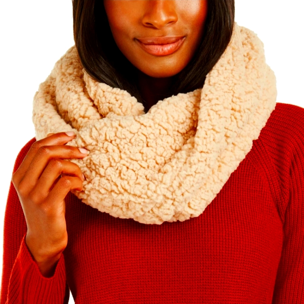 Inc - Faux-Sherpa Loop Scarf - Camel - One size